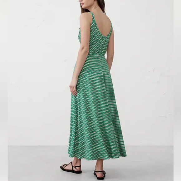 Banana Republic Green Geo Scoop Neck Midi Dress 10 Petite NWT - Picture 12 of 12